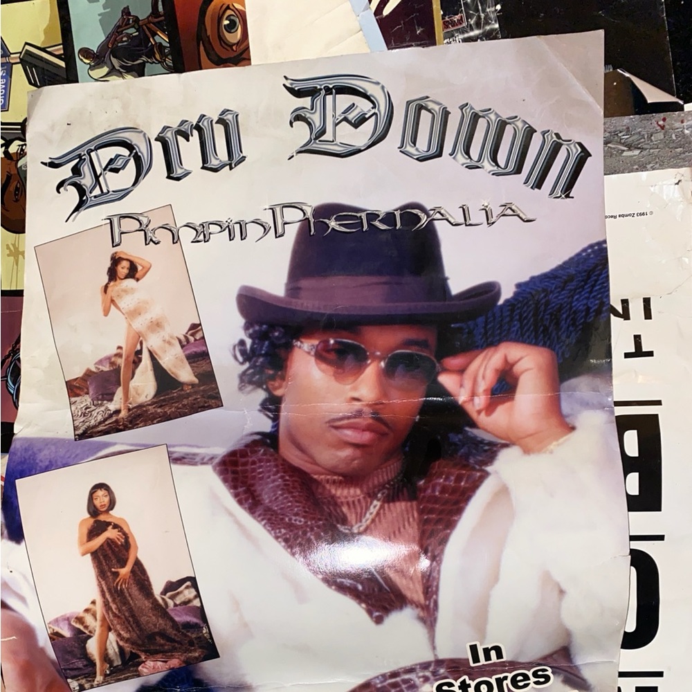 Dru down pimpinphernalia poster used has stains and shop wear